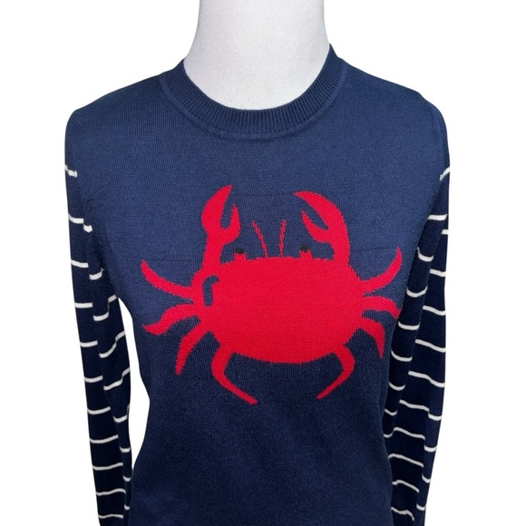 ModCloth Women's S Small Chatty Crabby Crab Knit Sweater Nautical Fitted Blue - Picture 6 of 10